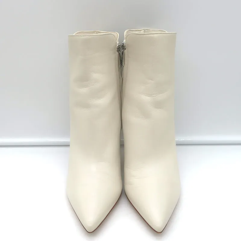 Gianvito Rossi Levy 85 Stiefeletten Cremefarbenes Leder Größe 36.5 Spitze Stiefeletten