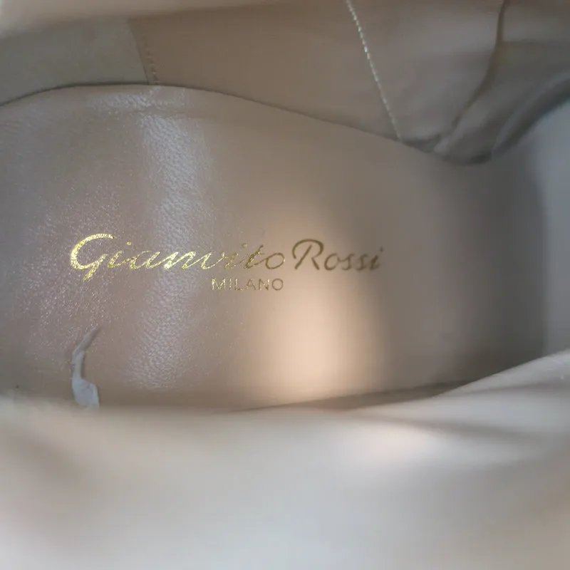 Gianvito Rossi Levy 85 Stiefeletten Cremefarbenes Leder Größe 36.5 Spitze Stiefeletten