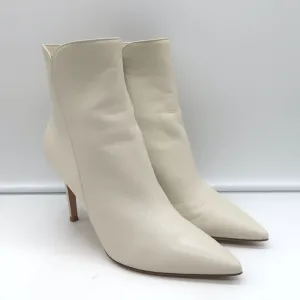 Gianvito Rossi Levy 85 Stiefeletten Cremefarbenes Leder Größe 36.5 Spitze Stiefeletten