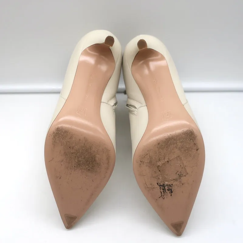 Gianvito Rossi Levy 85 Stiefeletten Cremefarbenes Leder Größe 36.5 Spitze Stiefeletten