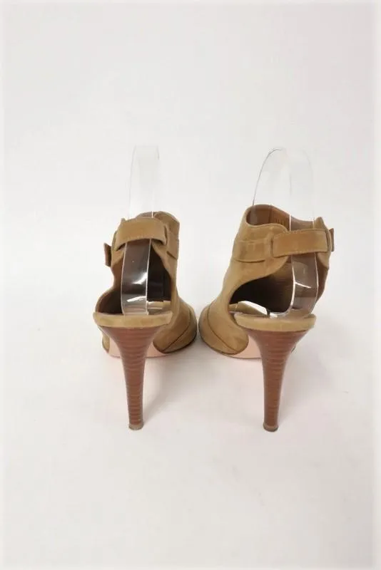 Gianvito Rossi Offene Stiefeletten Braun Wildleder Größe 37 Riemchensandalette mit Schnalle