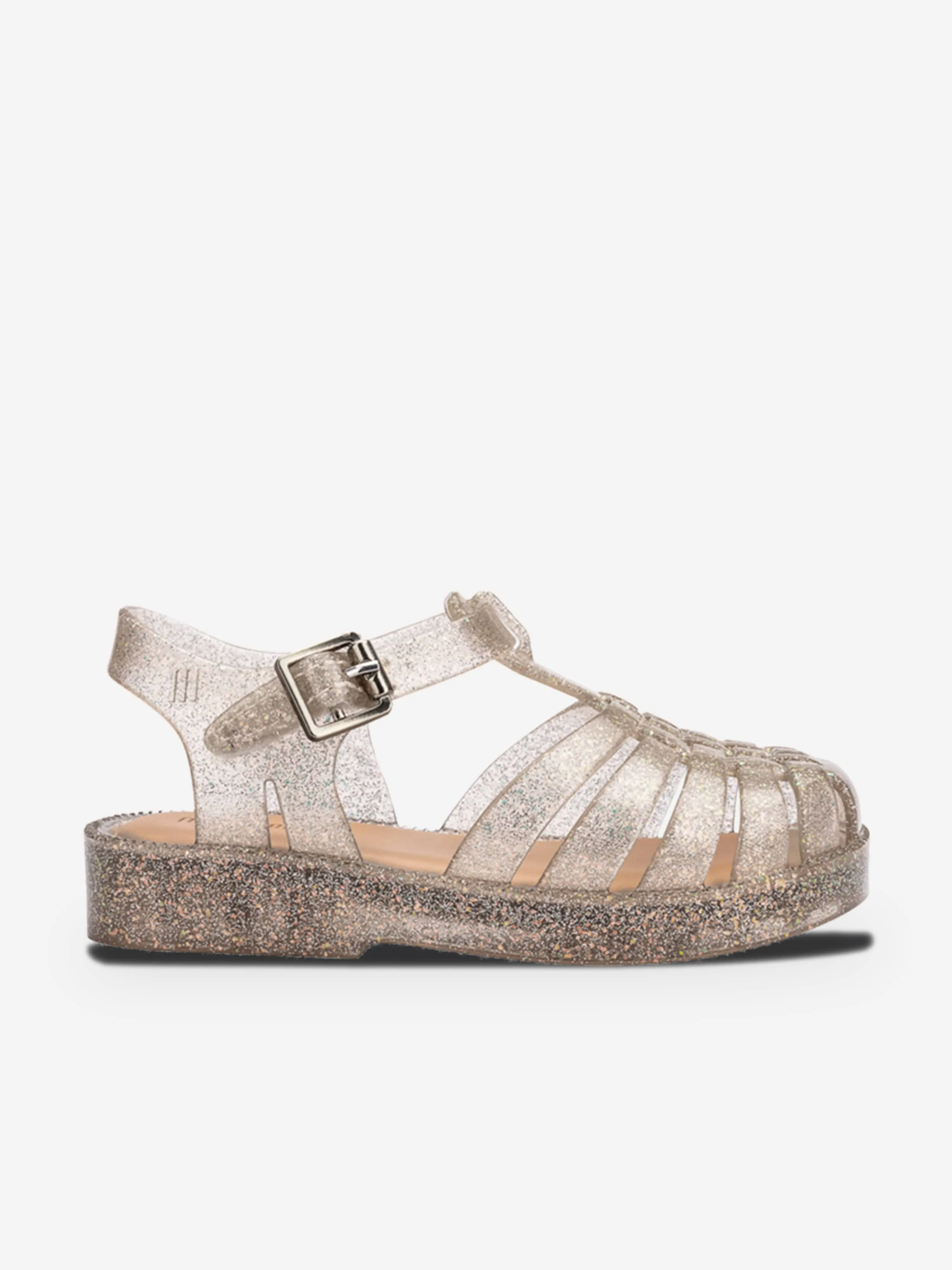 Mädchen Besitz Glänzende Sandalen in Gold