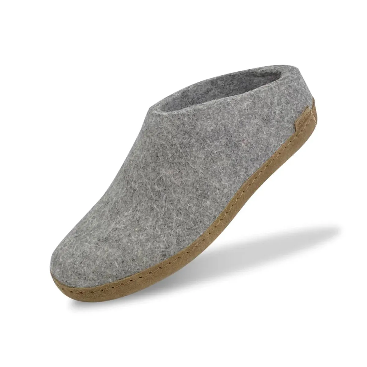 Glerups Damen Modell B Pantoffel mit Ledersohle Hellgrau