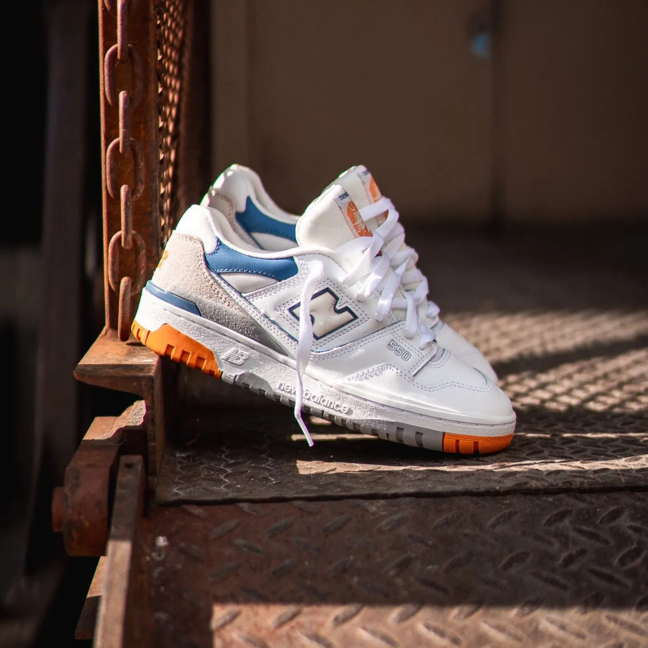 GRADESCHOOL New Balance 550 (Weiß/Citrus) - GSB550WB