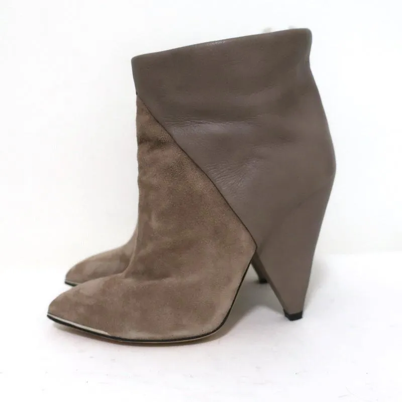 IRO Stiefeletten Keira Taupe Leder & Wildleder Größe 37 Spitz Zehen Stiefeletten