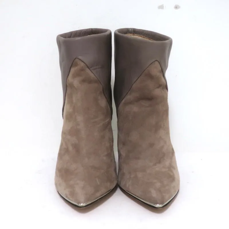 IRO Stiefeletten Keira Taupe Leder & Wildleder Größe 37 Spitz Zehen Stiefeletten