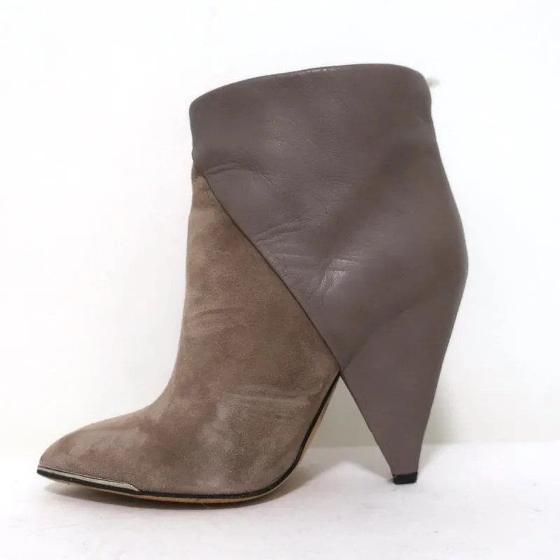 IRO Stiefeletten Keira Taupe Leder & Wildleder Größe 37 Spitz Zehen Stiefeletten
