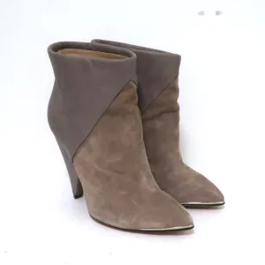 IRO Stiefeletten Keira Taupe Leder & Wildleder Größe 37 Spitz Zehen Stiefeletten