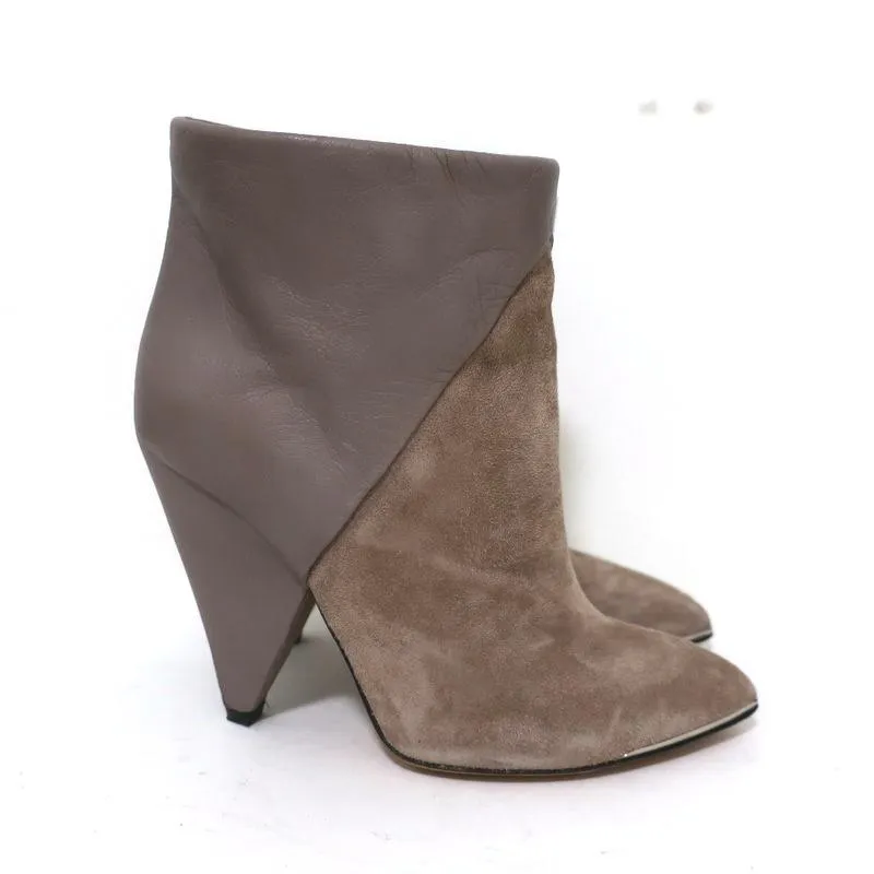 IRO Stiefeletten Keira Taupe Leder & Wildleder Größe 37 Spitz Zehen Stiefeletten