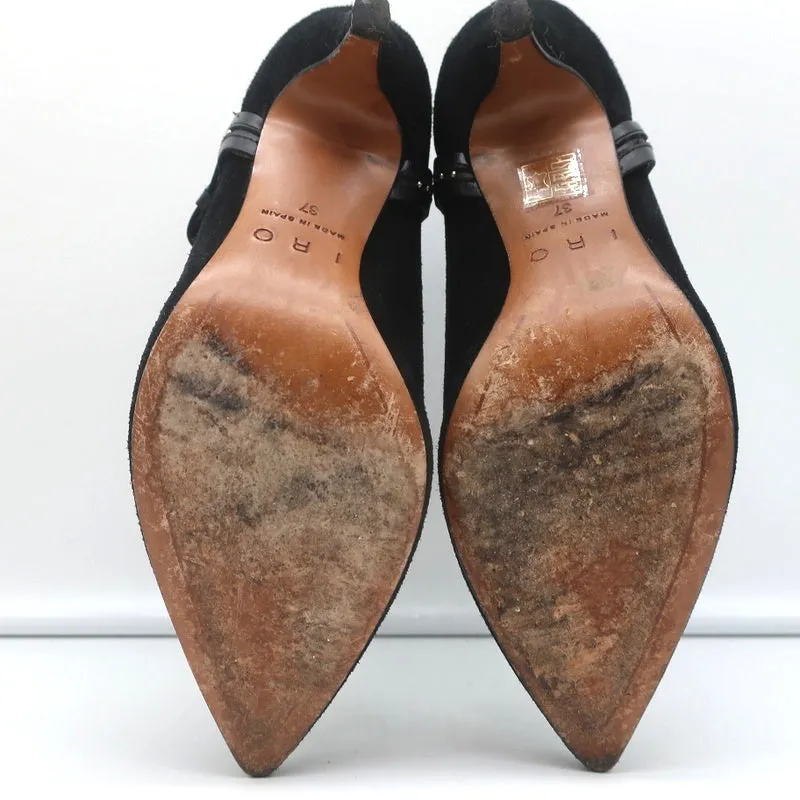IRO Harness Knöchelstiefel Salix Schwarz Nieten Wildleder Größe 37 Spitze Stiefeletten
