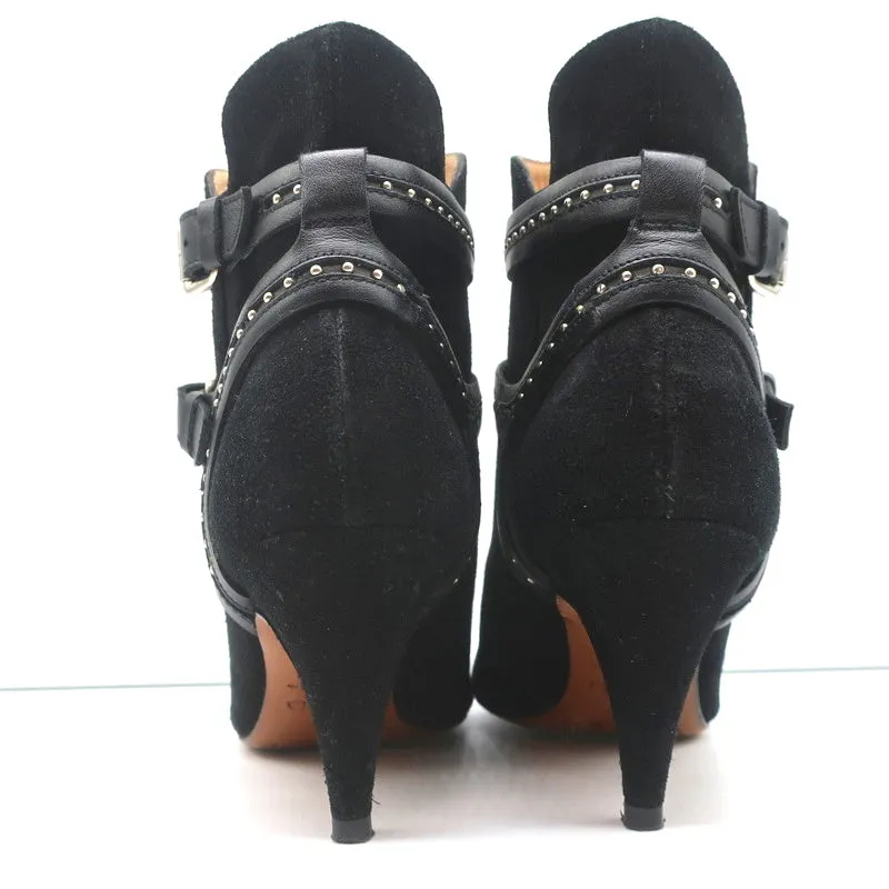 IRO Harness Knöchelstiefel Salix Schwarz Nieten Wildleder Größe 37 Spitze Stiefeletten
