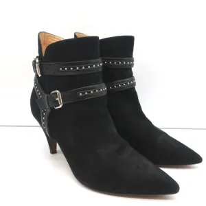IRO Harness Knöchelstiefel Salix Schwarz Nieten Wildleder Größe 37 Spitze Stiefeletten