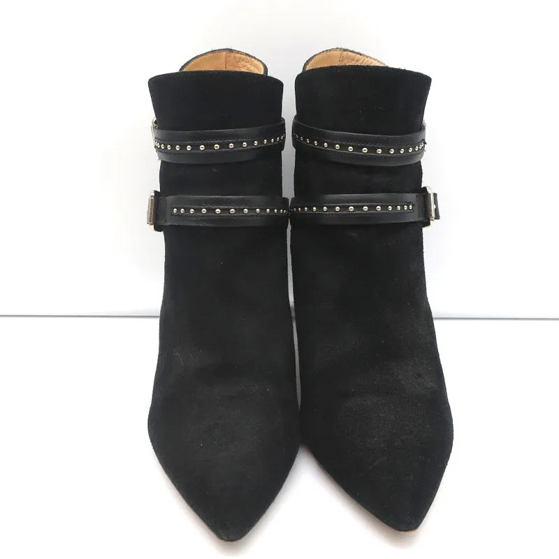 IRO Harness Knöchelstiefel Salix Schwarz Nieten Wildleder Größe 37 Spitze Stiefeletten