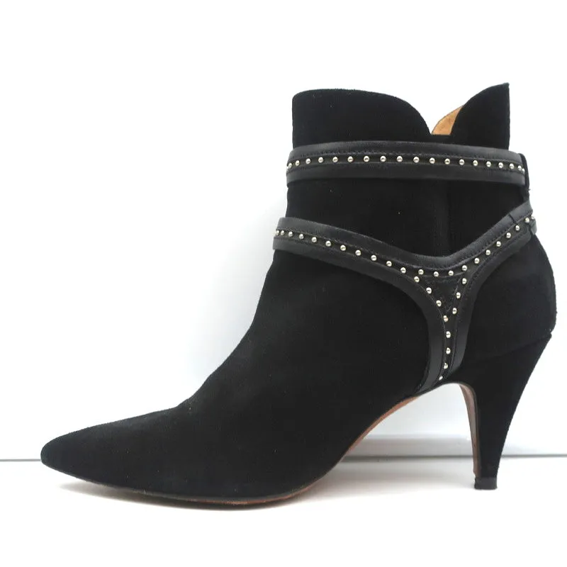 IRO Harness Knöchelstiefel Salix Schwarz Nieten Wildleder Größe 37 Spitze Stiefeletten