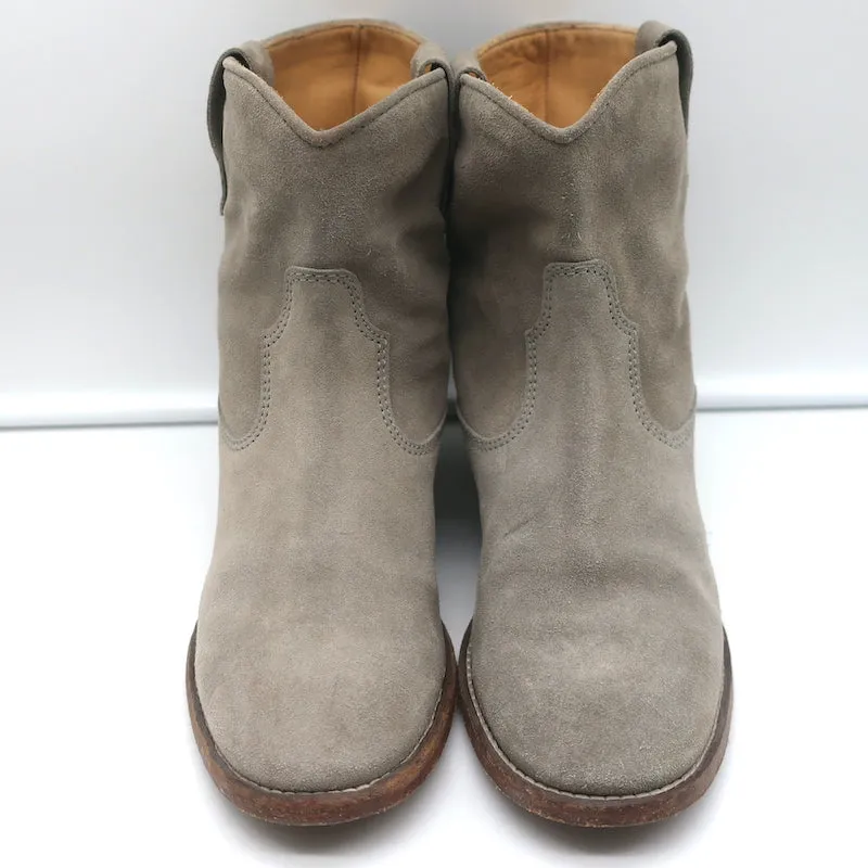 Isabel Marant Crisi Knöchelstiefel Taupe Grau Wildleder Größe 38 Stiefeletten mit verstecktem Keilabsatz