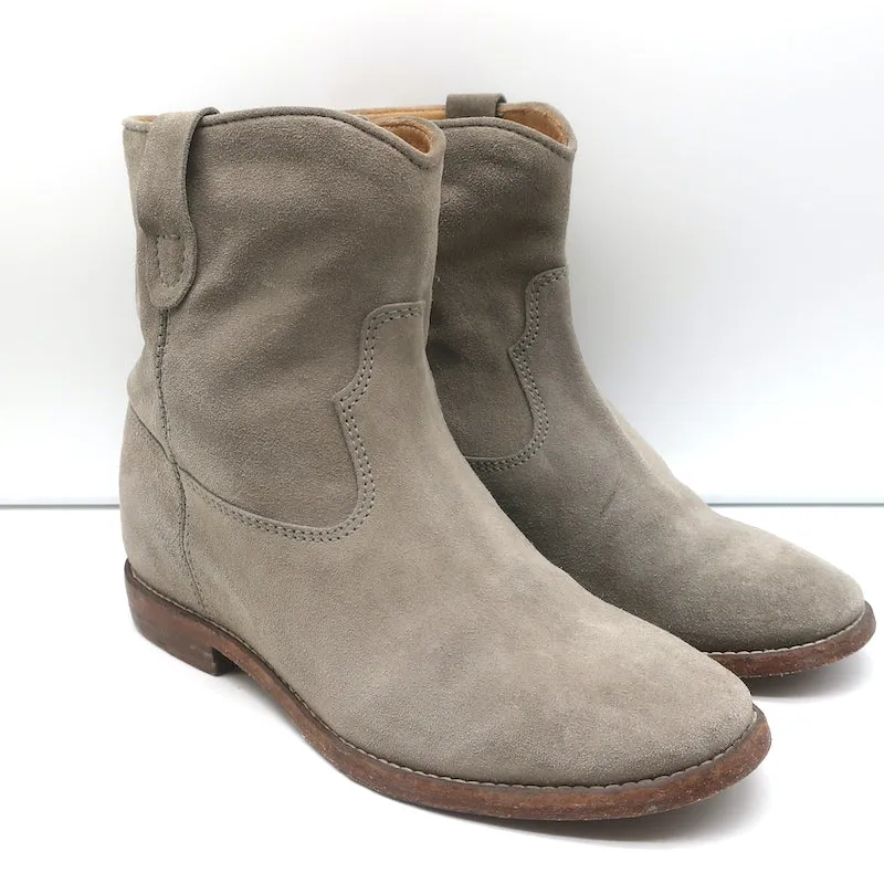 Isabel Marant Crisi Knöchelstiefel Taupe Grau Wildleder Größe 38 Stiefeletten mit verstecktem Keilabsatz