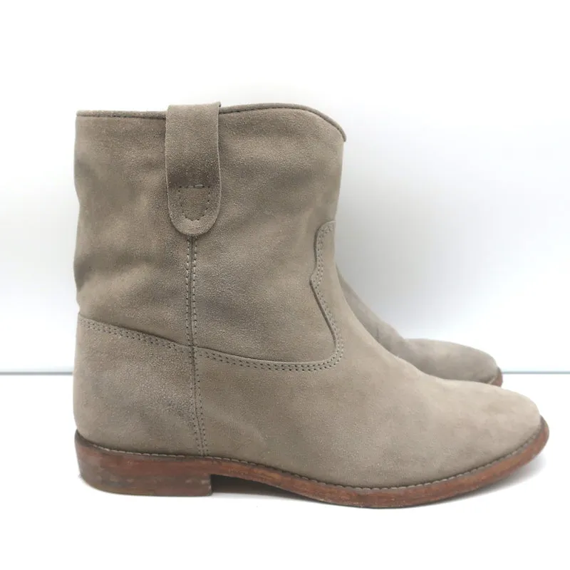 Isabel Marant Crisi Knöchelstiefel Taupe Grau Wildleder Größe 38 Stiefeletten mit verstecktem Keilabsatz
