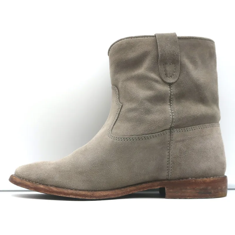 Isabel Marant Crisi Knöchelstiefel Taupe Grau Wildleder Größe 38 Stiefeletten mit verstecktem Keilabsatz