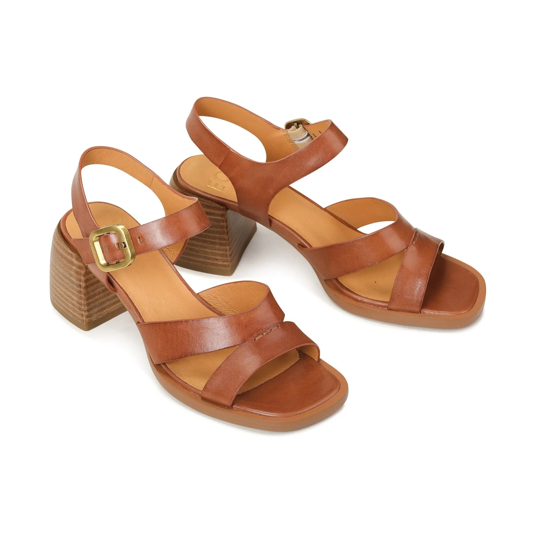 ISOKEN LEDER BLOCKABSATZ SANDALEN