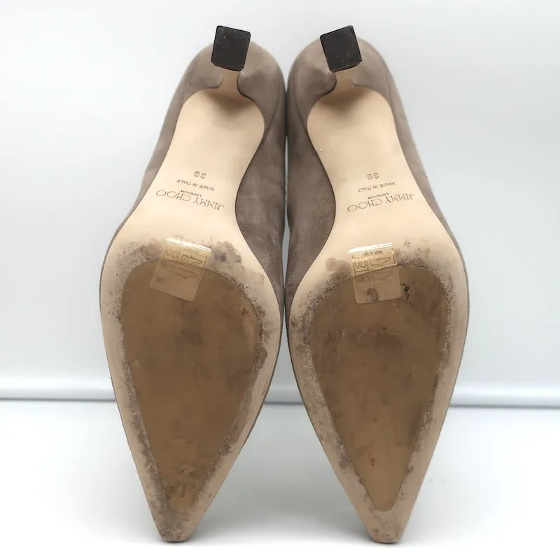 Jimmy Choo Stiefeletten Maiara Wildleder in Taupe Größe 39 Spitze Stiefeletten