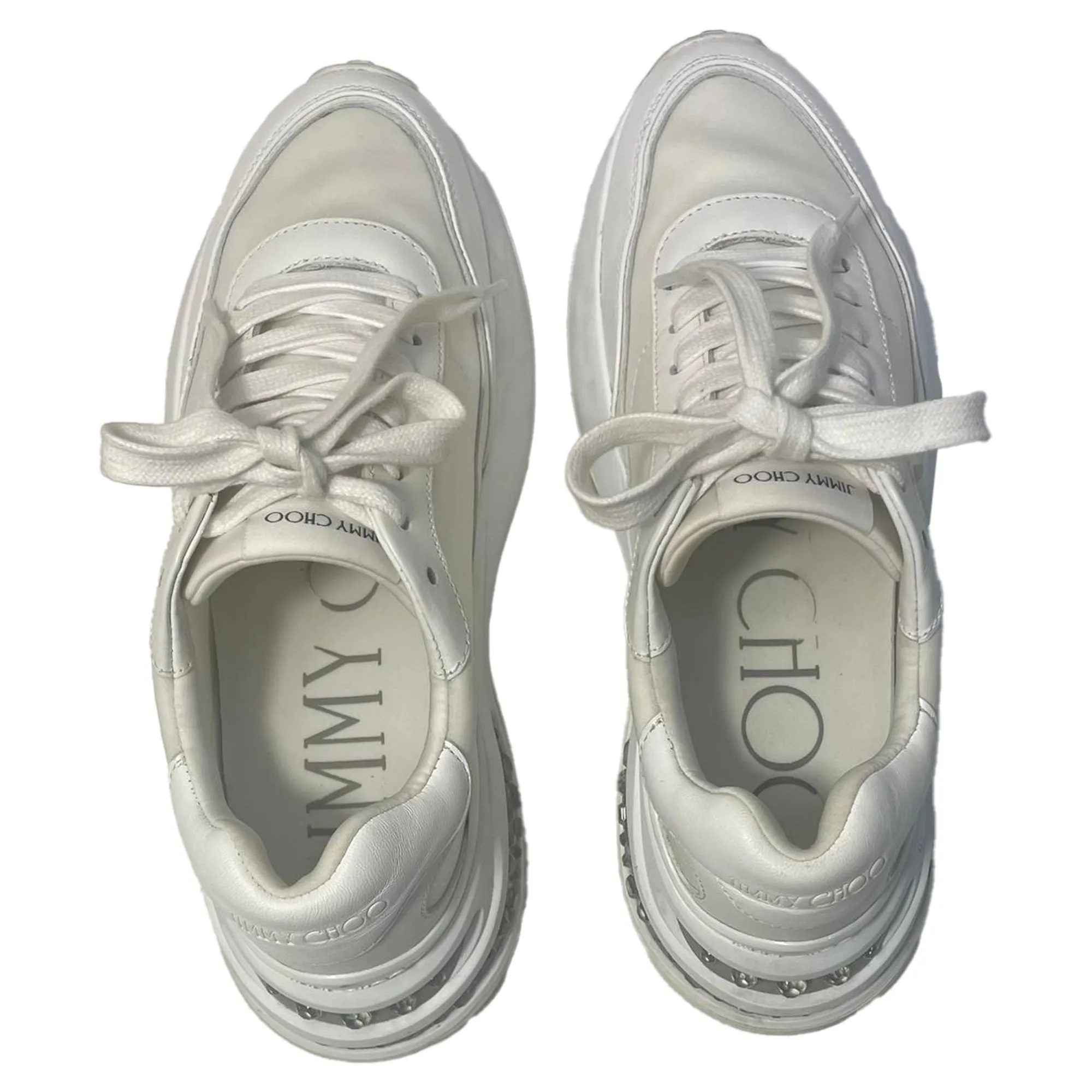 Jimmy Choo Memphis Schnürschuhe in Weißem Leder und Nylon