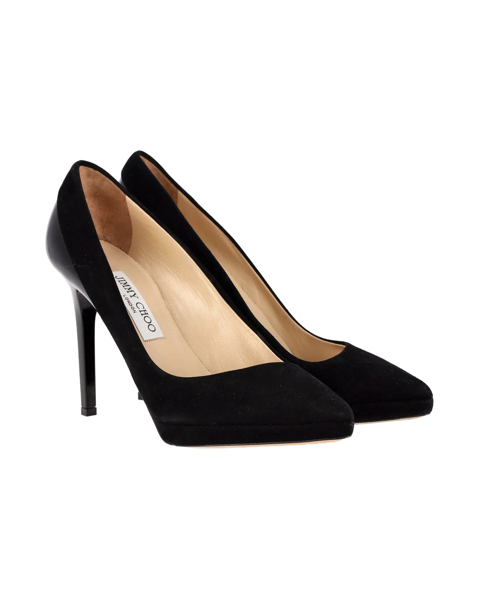 Jimmy Choo Rudy Plateaupumps in Schwarz Wildleder und Lackleder Schuhe_Jimmy-Choo