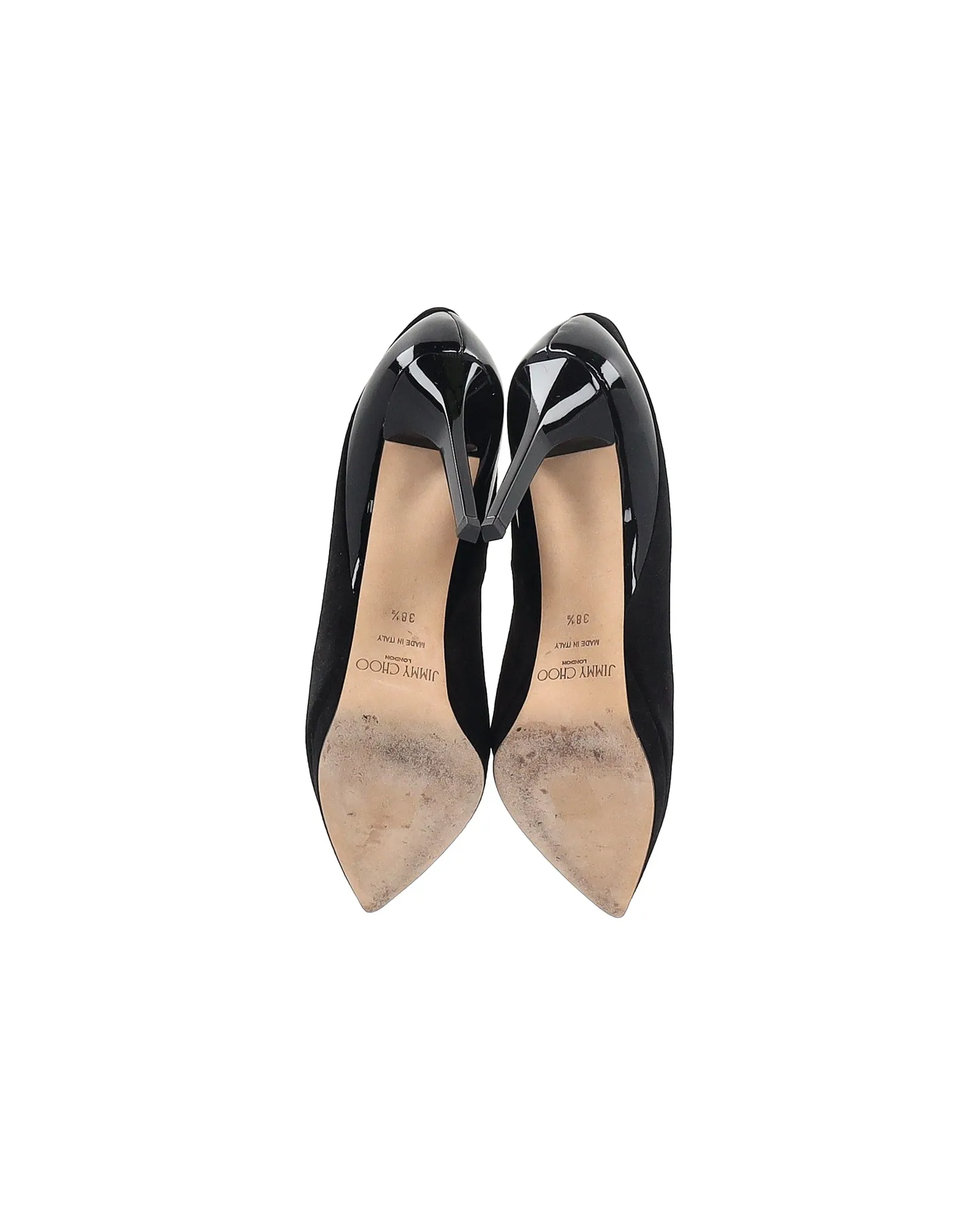 Jimmy Choo Rudy Plateaupumps in Schwarz Wildleder und Lackleder Schuhe_Jimmy-Choo