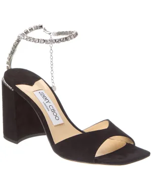 Jimmy Choo Saeda Block Absatz 85 Wildleder Sandalen_Jimmy-Choo