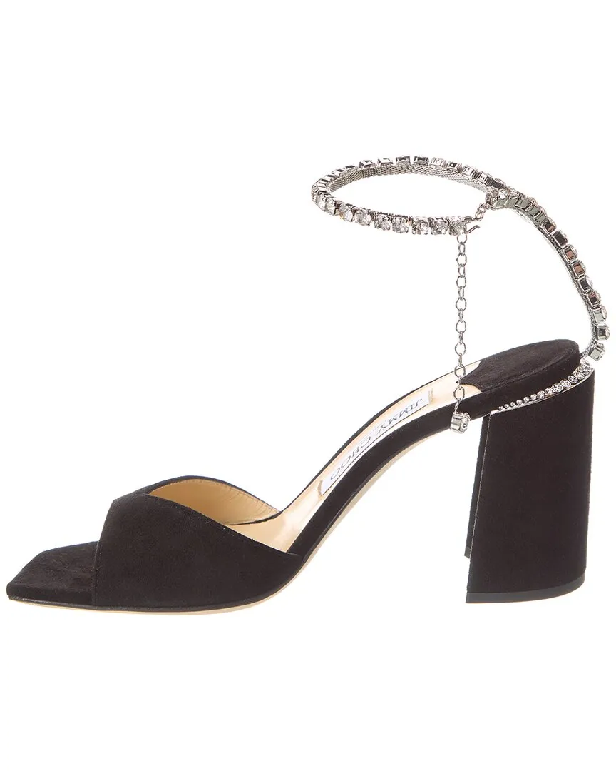Jimmy Choo Saeda Block Absatz 85 Wildleder Sandalen_Jimmy-Choo