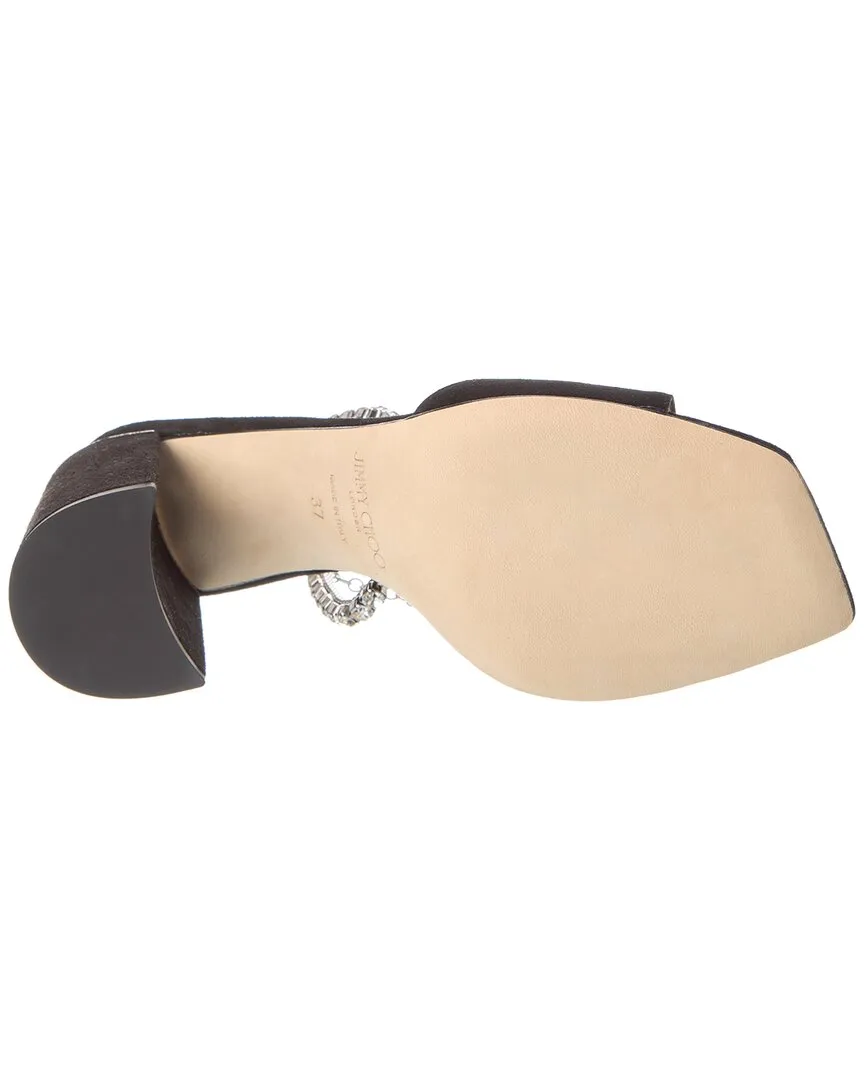 Jimmy Choo Saeda Block Absatz 85 Wildleder Sandalen_Jimmy-Choo