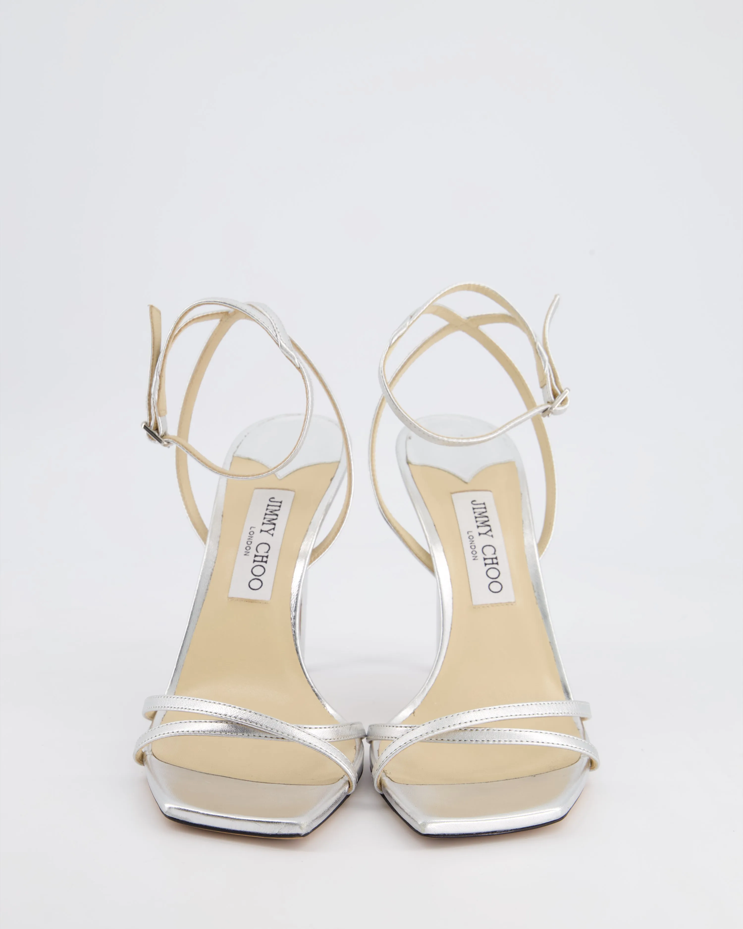 Jimmy Choo Silberne Lederriemen-Pumps