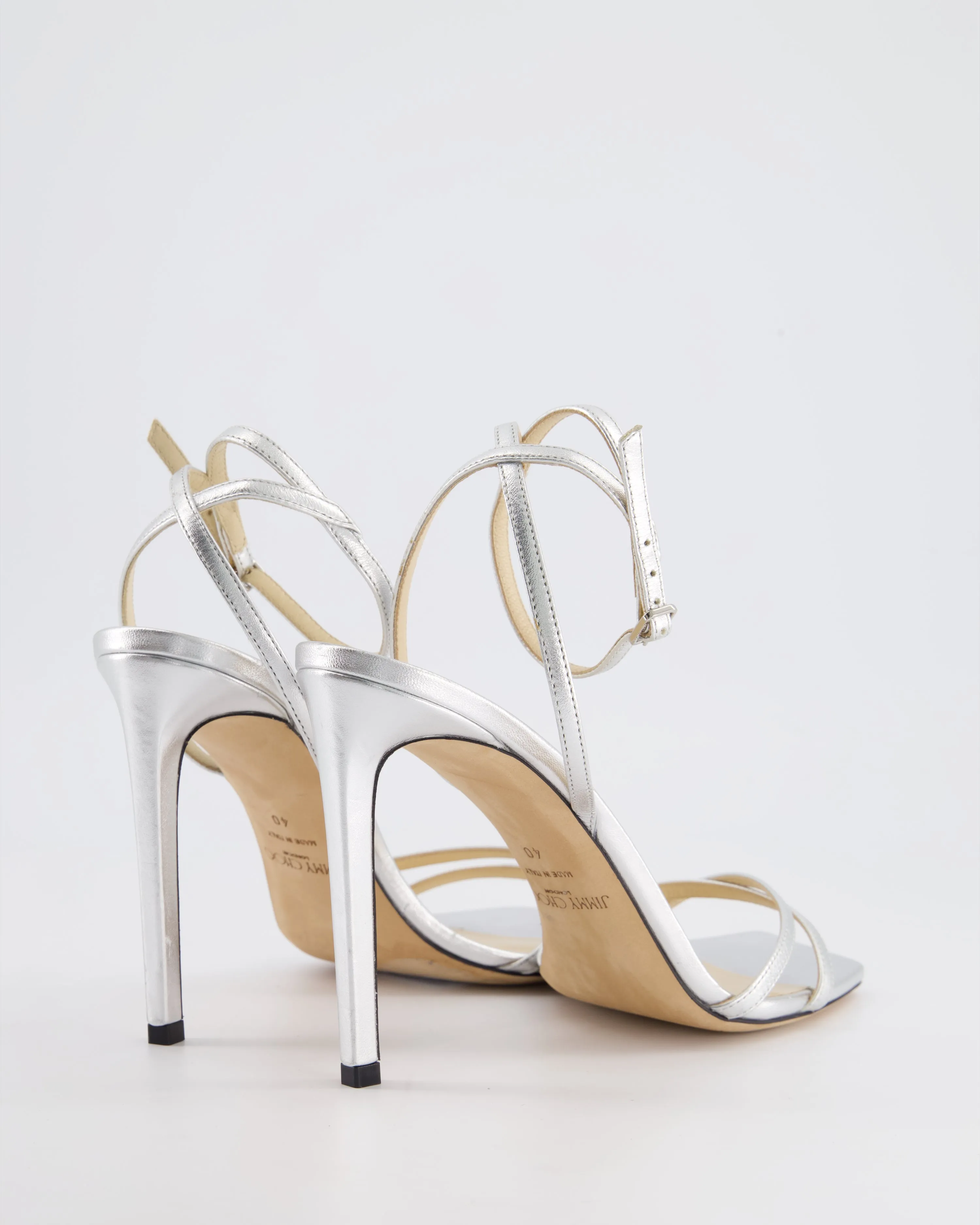 Jimmy Choo Silberne Lederriemen-Pumps