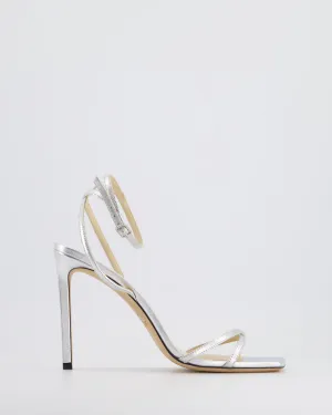 Jimmy Choo Silberne Lederriemen-Pumps