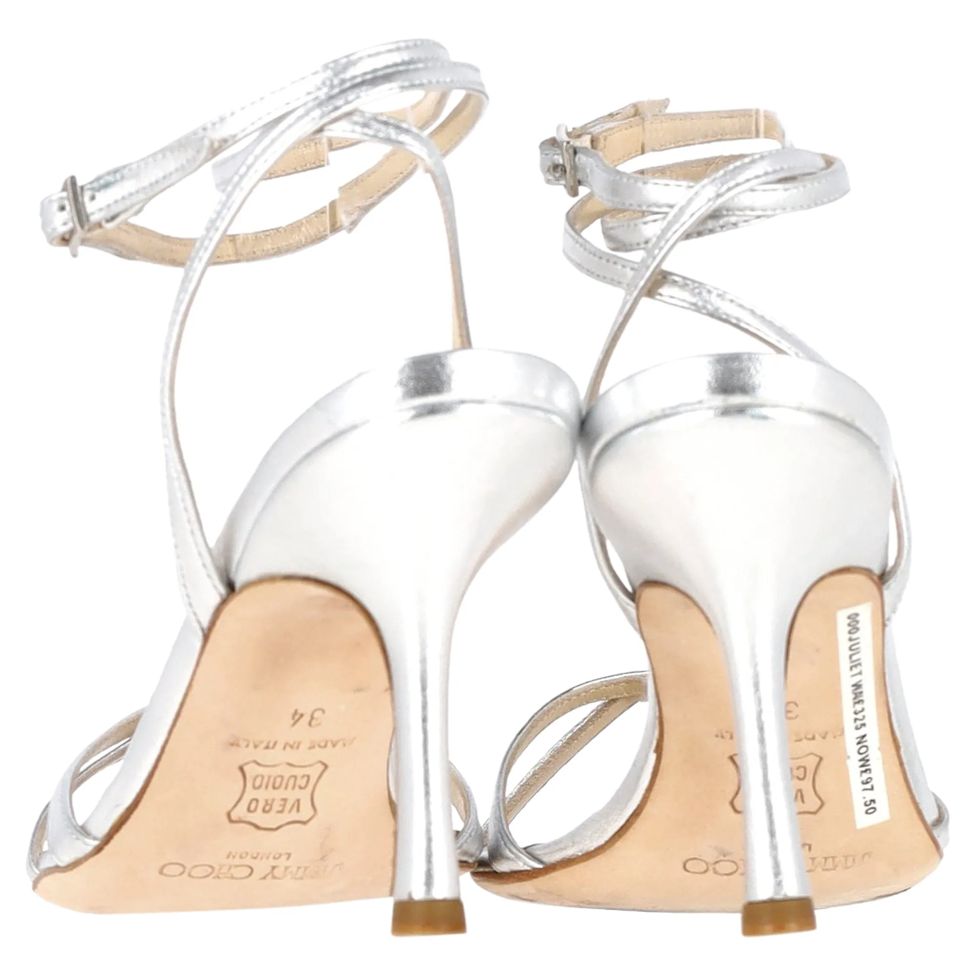 Jimmy Choo Glatte Sandalen in Metallischem Silber Nappa Leder Schuhen_Jimmy-Choo