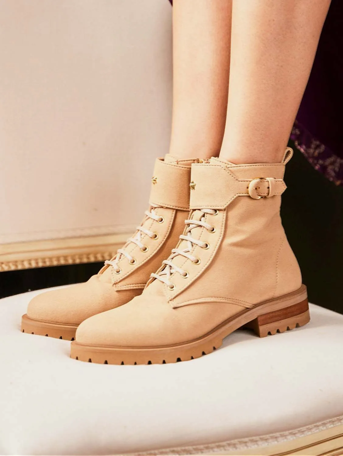 Jupiter Vegan Recycelte Getreide-Schnürstiefel | Latte