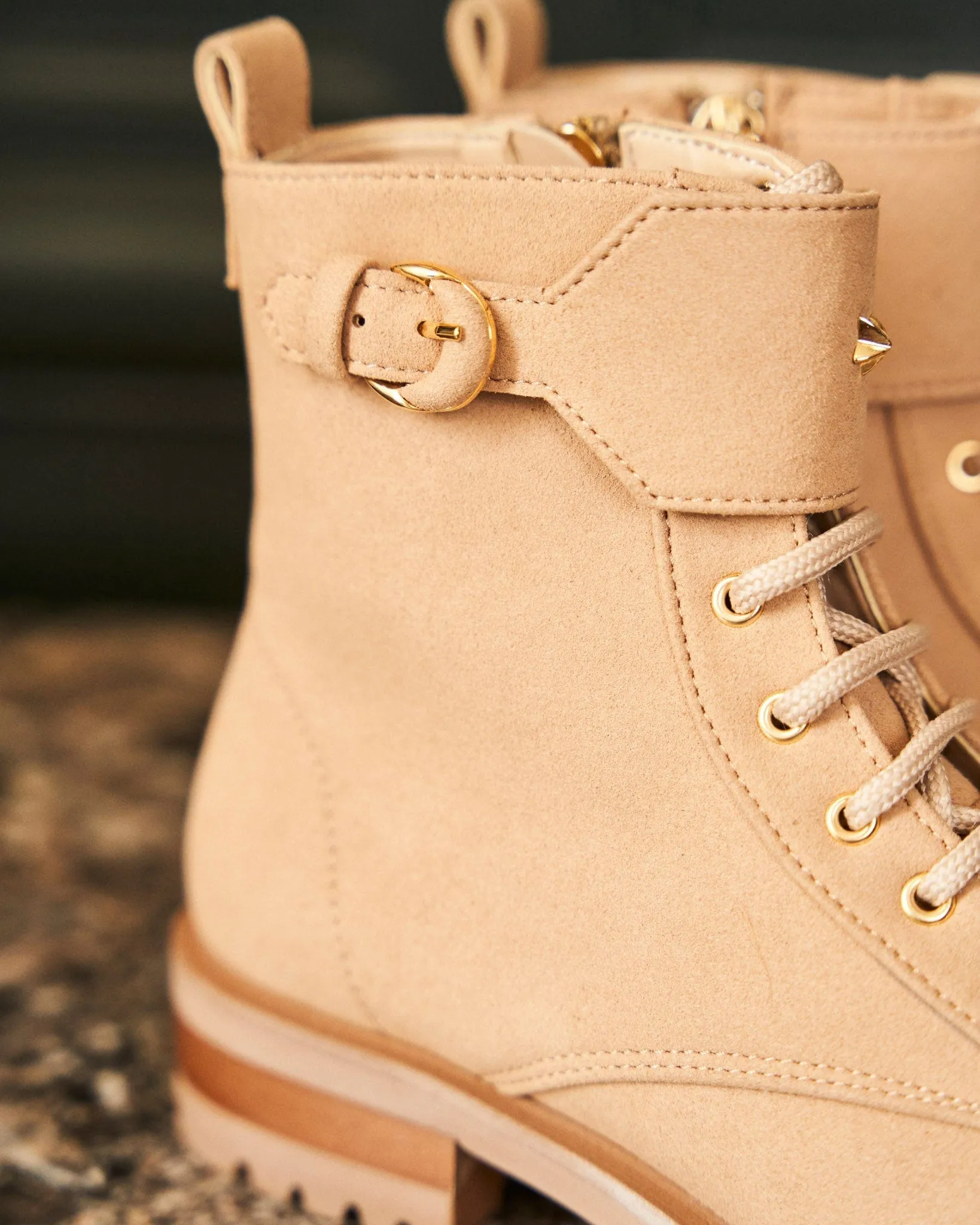 Jupiter Vegan Recycelte Getreide-Schnürstiefel | Latte