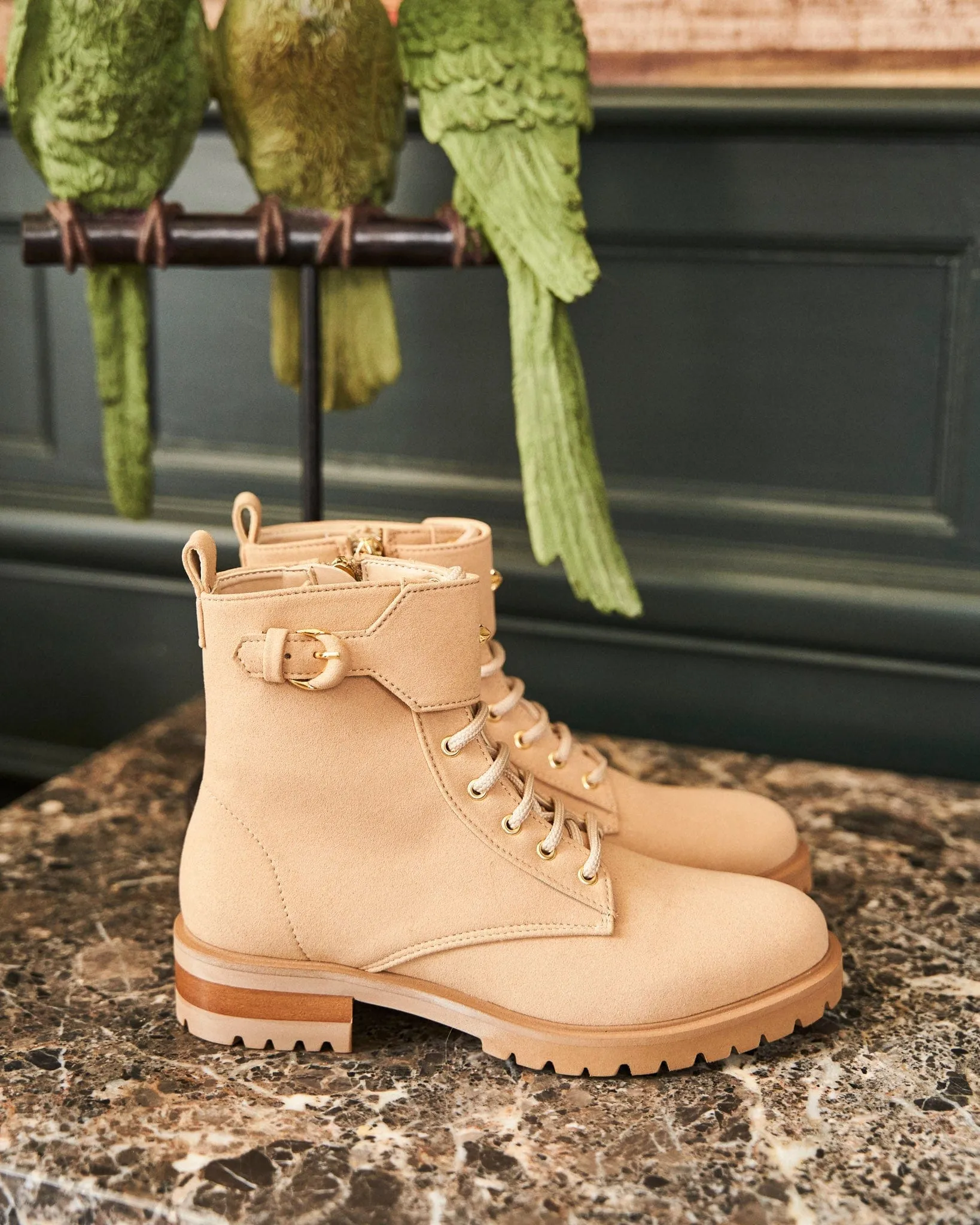 Jupiter Vegan Recycelte Getreide-Schnürstiefel | Latte