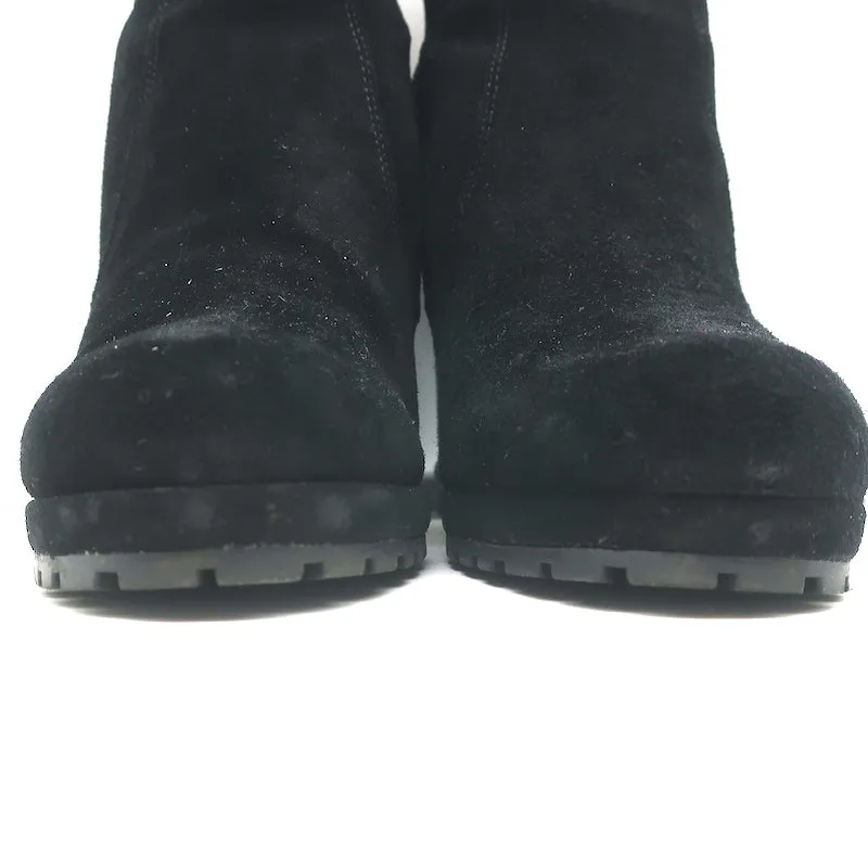 Karl Lagerfeld Lenore Stiefeletten Schwarz Wildleder Größe 8 Plateau-Stiefeletten