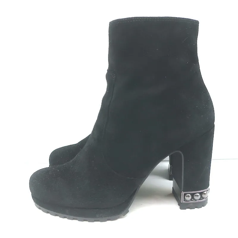 Karl Lagerfeld Lenore Stiefeletten Schwarz Wildleder Größe 8 Plateau-Stiefeletten