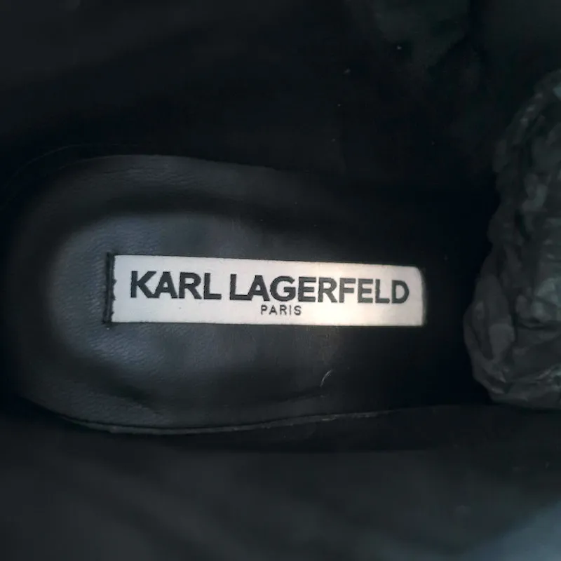 Karl Lagerfeld Lenore Stiefeletten Schwarz Wildleder Größe 8 Plateau-Stiefeletten