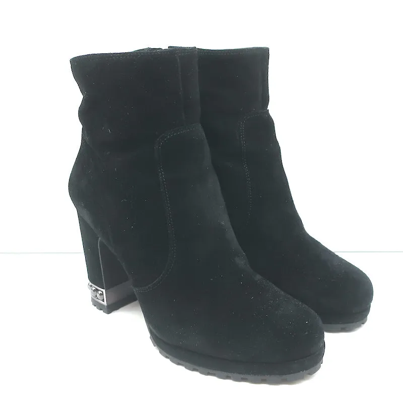 Karl Lagerfeld Lenore Stiefeletten Schwarz Wildleder Größe 8 Plateau-Stiefeletten