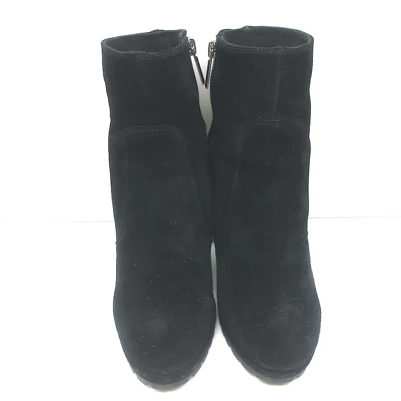 Karl Lagerfeld Lenore Stiefeletten Schwarz Wildleder Größe 8 Plateau-Stiefeletten
