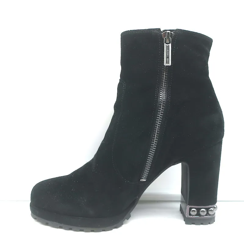 Karl Lagerfeld Lenore Stiefeletten Schwarz Wildleder Größe 8 Plateau-Stiefeletten