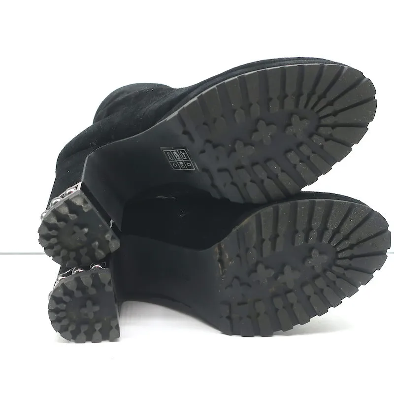 Karl Lagerfeld Lenore Stiefeletten Schwarz Wildleder Größe 8 Plateau-Stiefeletten
