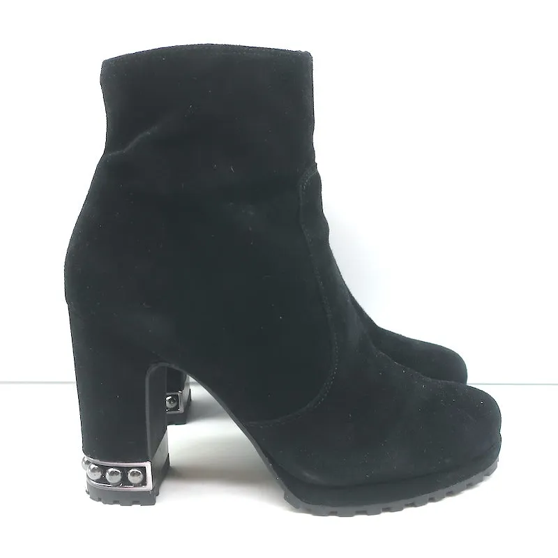 Karl Lagerfeld Lenore Stiefeletten Schwarz Wildleder Größe 8 Plateau-Stiefeletten