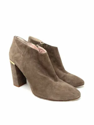 Kate Spade Größe 9,5 Taube Reißverschluss Wildleder Schuhe Knöchelstiefel