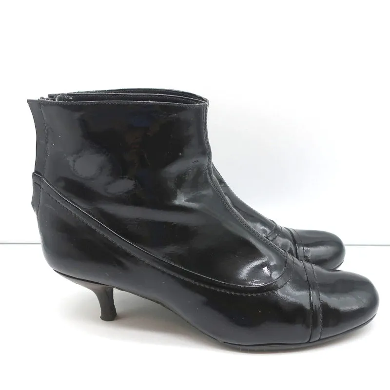 Lanvin Knöchelstiefel Schwarz Lackleder Größe 41 Kitten Heel Stiefeletten