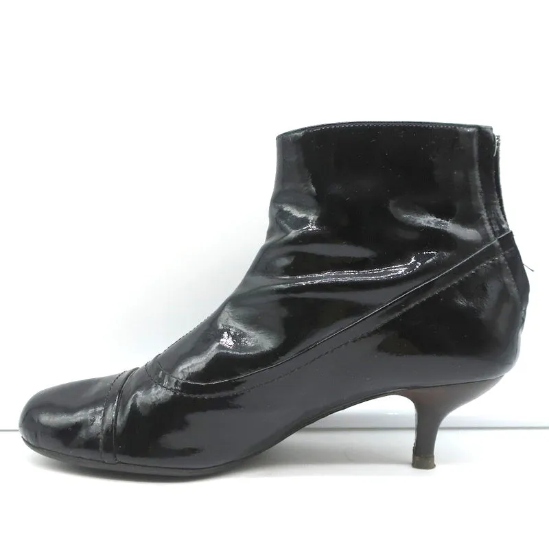 Lanvin Knöchelstiefel Schwarz Lackleder Größe 41 Kitten Heel Stiefeletten