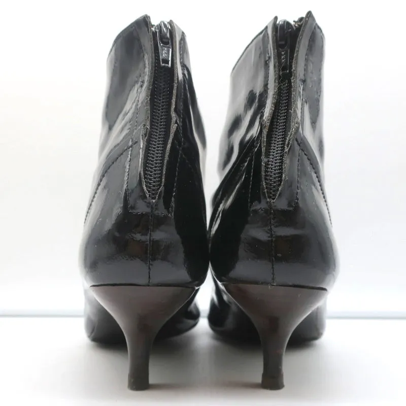 Lanvin Knöchelstiefel Schwarz Lackleder Größe 41 Kitten Heel Stiefeletten
