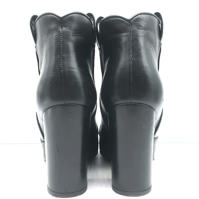 Laurence Dacade Pete Knöchelstiefel Schwarzes Leder Größe 37.5 High Heel Booties